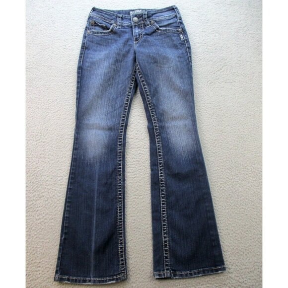 Silver Jeans Denim - Silver Jeans Women's 26x32 Suki Surplus Flare Blue Denim Pants Stretch Bootcut